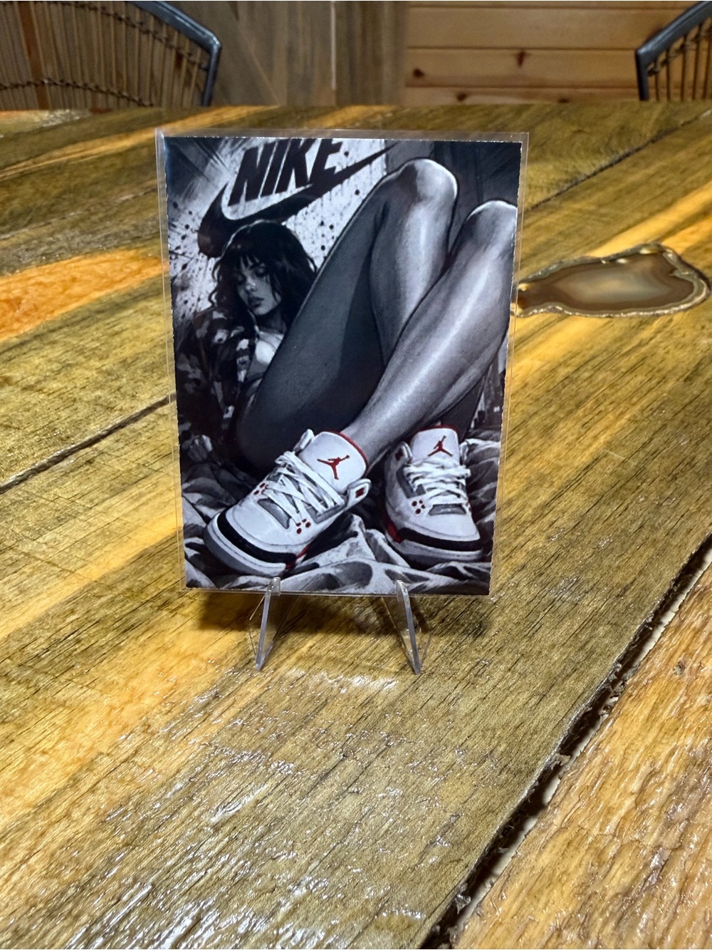 Nike Black White and Red Retro Sneaker Art Print